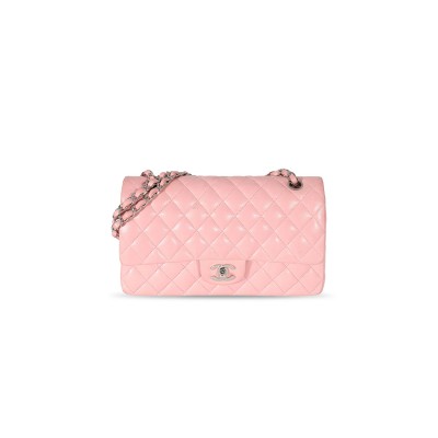 CHANEL PINK LAMBSKIN MEDIUM CLASSIC DOUBLE FLAP BAG (25*16*7cm)